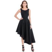 Asymmetric Textured Midi Dress - Black