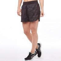 asics womens fuzex graphic 5 inch running shorts brush shark