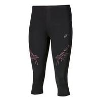 asics stripe knee tights womens performance blackcamelion rose