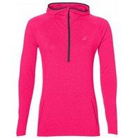 asics long sleeve hooded 12 zip top womens diva pink heather