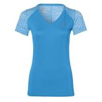 asics fuzex v neck short sleeve top womens diva blue