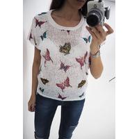 Ashlie butterfly print crystal tee