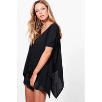 asymmetric hem knitted top black