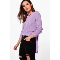 Asymmetrical Choker Oversized Jumper - orchid