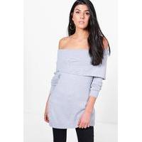 Asymmetric Bardot Tunic - grey