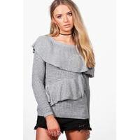 Asymmetric Ruffle Jumper - grey