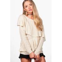 Asymmetric Ruffle Jumper - beige