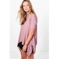 Asymmetric Hem Knitted Top - rose