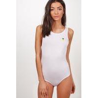 Aster Pineapple Applique Scoopback Bodysuit - white