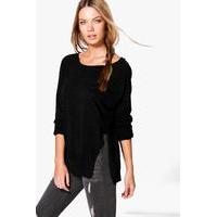 Asymmetric Hem Sweatshirt - black