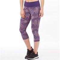 Asics Womens Fuzex Deep Waisted Graphic Running Capri Leggings Brush Elderberry