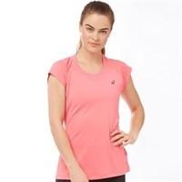 asics womens cap sleeve running top camelion rose