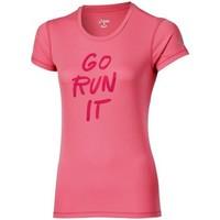 asics graphic ss top womens t shirt in pink