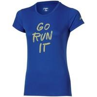 asics graphic ss top womens t shirt in blue