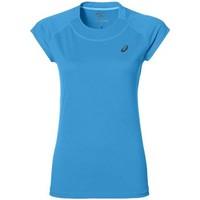 asics capsleeve top womens t shirt in blue