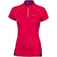 asics fuji ss 12 zip womens t shirt in pink