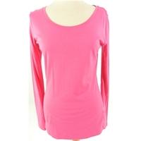 As new M&S Size 8 Bright Pink Round Neck Lightweight Jersey Top