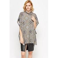 Asymmetric High Neck Poncho