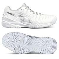 asics gel resolution 7 ladies tennis shoes whitesilver 8 uk