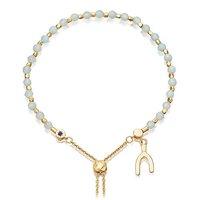 Astley Clarke Kula Amazonite And 18ct Gold Plate Wishbone Charm Adjustable Bracelet