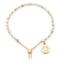 Astley Clarke Kula Howlite Peace Symbol 18ct Gold Plate Adjustable Bracelet