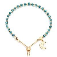 astley clarke kula teal and 18ct gold plate moon symbol adjustable bra ...