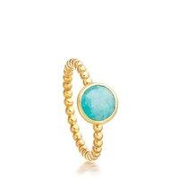 Astley Clarke Stilla Mini Amazonite 18ct Gold Plated Beaded Edge Ring