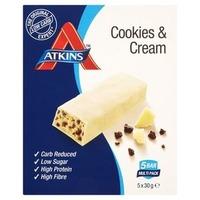 atkins cookies cream 5 bars of 30g