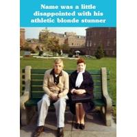 athletic blondestunner funny personalised card