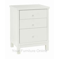 Atlanta White 3 Drawer Nightstand