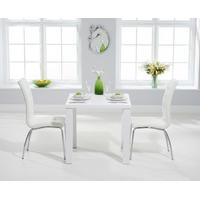 athens 80cm matt white dining table with calgary chairs