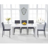 atlanta 160cm white high gloss dining table with atlanta stackable cha ...