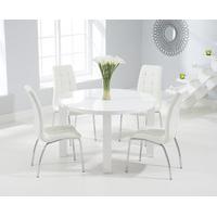 atlanta 120cm round white high gloss dining table with calgary chairs