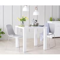 Atlanta 80cm White High Gloss Table with Nordic Chrome Sled Leg Chairs