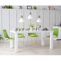 Atlanta 160cm White High Gloss Table with Nordic Chrome Sled Leg Chairs