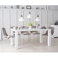 atlanta 180cm white high gloss table with nordic chrome leg chairs