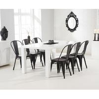 Atlanta 160cm White High Gloss Dining Table with Tolix Industrial Style Dining Chairs