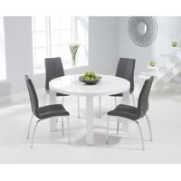 atlanta 120cm round white high gloss dining table with cavello chairs