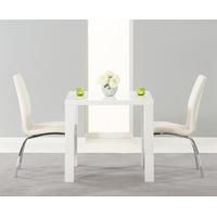 Atlanta 80cm White High Gloss Dining Table with Cavello Chairs