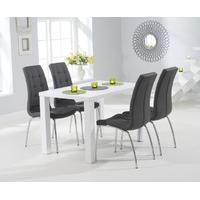 athens 120cm matt white dining table with calgary chairs