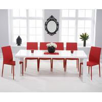 Atlanta 200cm White High Gloss Dining Table with Atlanta Stackable Chairs