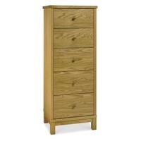 atlanta oak tall 5 drawer chest