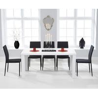 Atlanta 160cm White High Gloss Dining Table with Black Atlanta Stackable Chairs