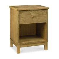 atlanta oak 1 drawer bedside table