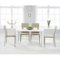 athens 120cm matt white dining table with atlanta stackable chairs