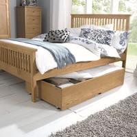 atlanta oak high footend king size bed with options storage