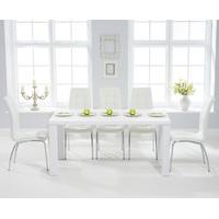 athens 160cm matt white dining table with calgary chairs