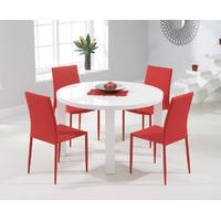 atlanta 120cm round white high gloss dining table with atlanta stackab ...