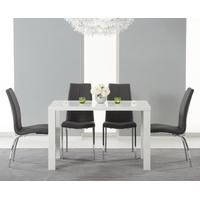 Atlanta 120cm White High Gloss Dining Table with Charcoal Grey Cavello Chairs