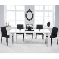 Atlanta 180cm White High Gloss Dining Table with Atlanta Stackable Chairs